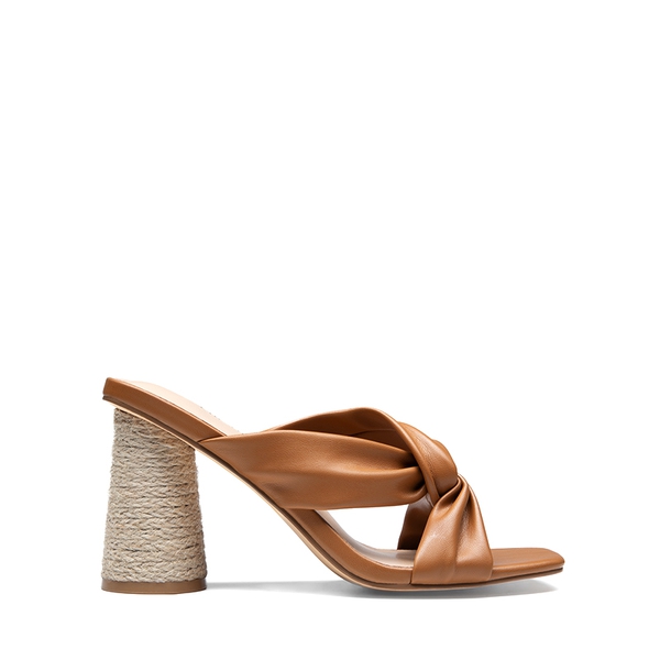 Square Toe Espadrille Heel Sandals - TAN - 3
